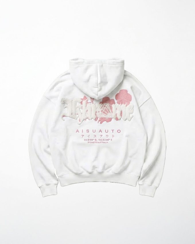 White Sakurashen iru Hoodie Blossom